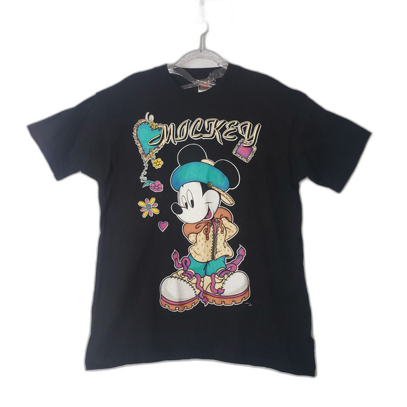 Vintage 90s Mickey Mouse Disney Black T Shirt One Size USA Made Single Stitch - Picture 7 of 7